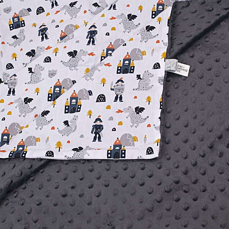 Batanije Kadife e Punuar me Dorë nga Pambuku Oeko-Tex me Print Knight Castle