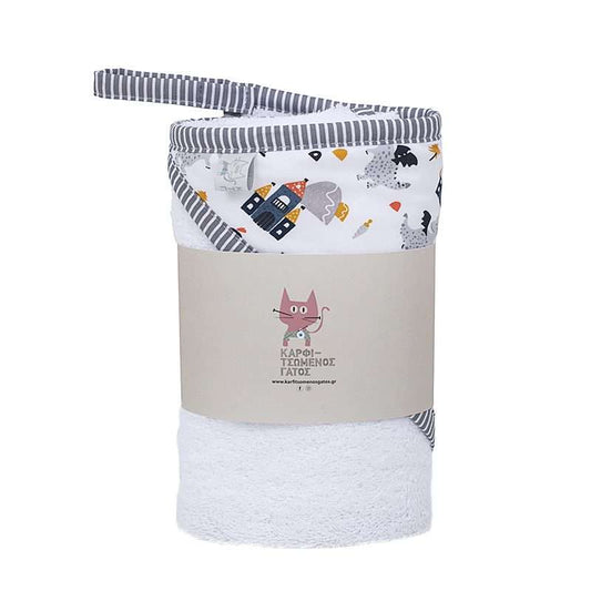 Peshqir-mantil i butë për bebe, prej pambuku Oeko-Tex me printim – Knight Castle