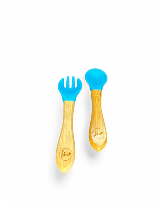 Set Lugë-Dagë Bambuje për Fëmijë 2 copë. Blue
