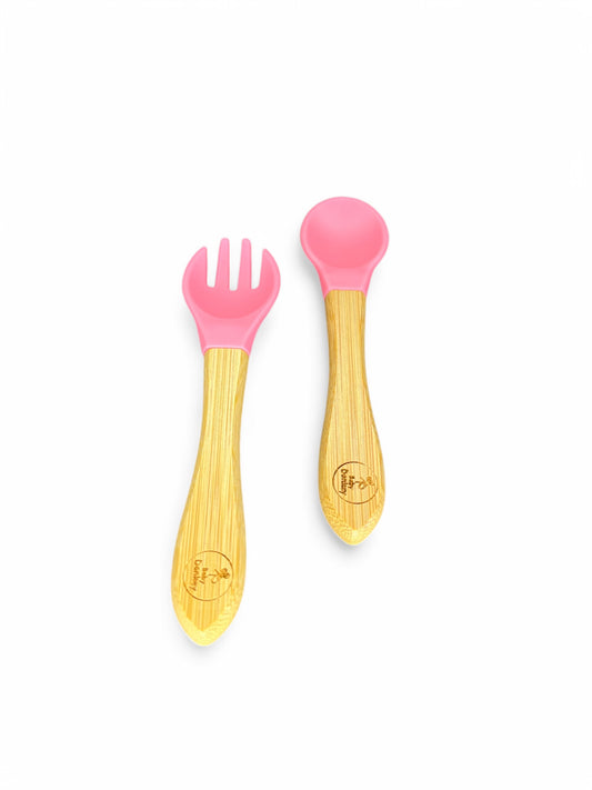 Set Lugë-Dagë Bambuje për Fëmijë 2 copë. Pink