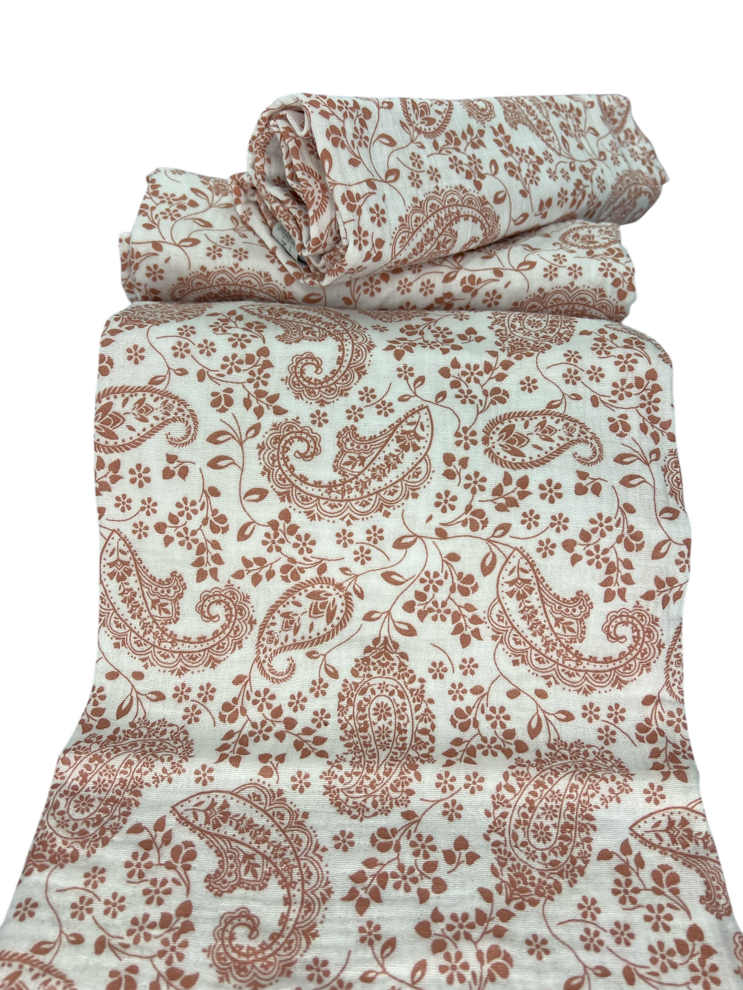 Muslin pambuku organik me printim Paisley Flowers