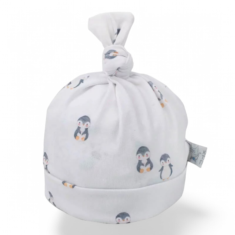 Kapelë për bebe e bërë nga pambuk Oeko-Tex me printim Penguins
