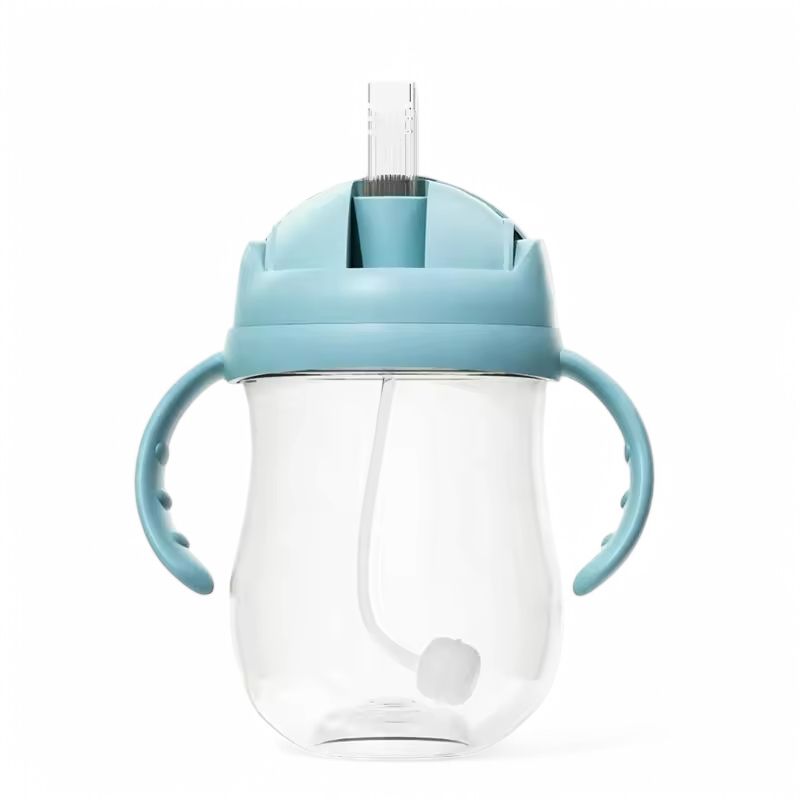 Shishe për fëmijë nga materiali Tritan me pipë dhe peshë, 300ml, ngjyrë blue