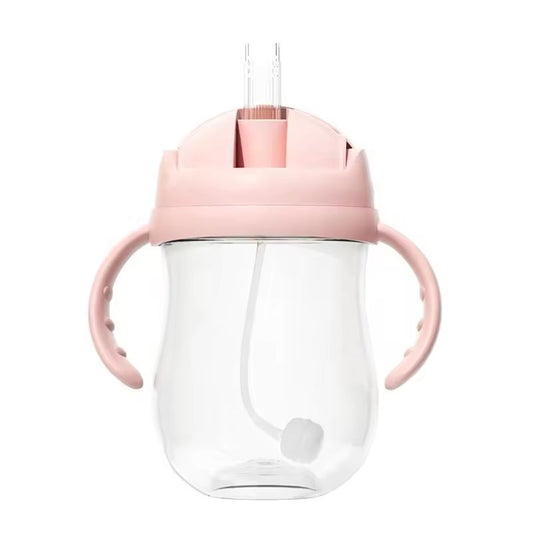 Shishe për fëmijë nga materiali Tritan me pipë dhe peshë, 300ml, ngjyrë pink