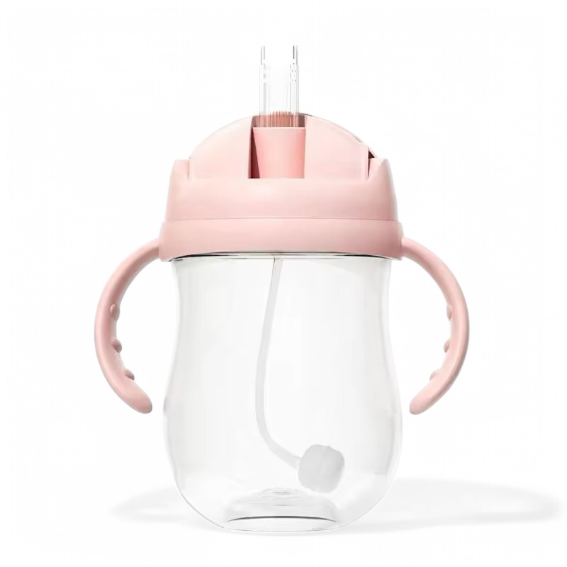 Shishe për fëmijë nga materiali Tritan me pipë dhe peshë, 300ml, ngjyrë pink
