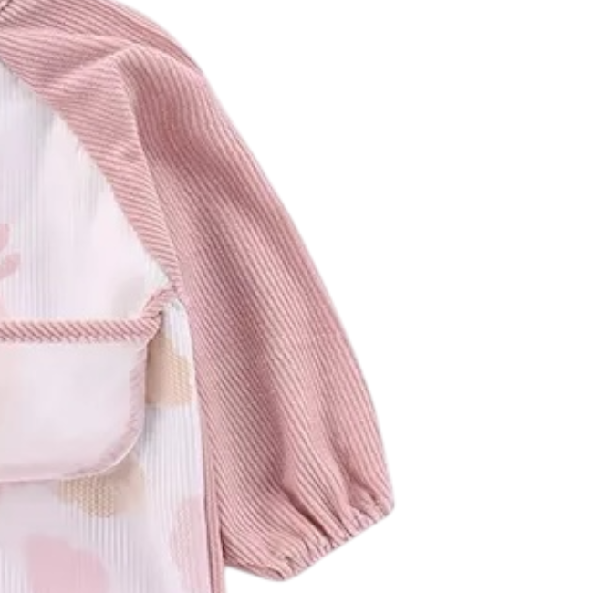 Bib i papërshkueshëm nga uji me mëngë pambuku dhe xhep me sumboll pink owl