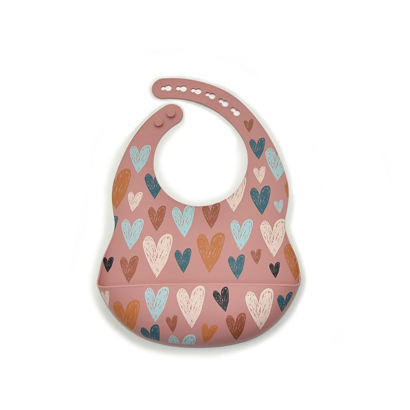 Bib silikoni me pink hearts