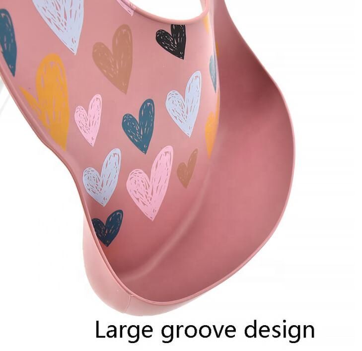 Bib silikoni me pink hearts