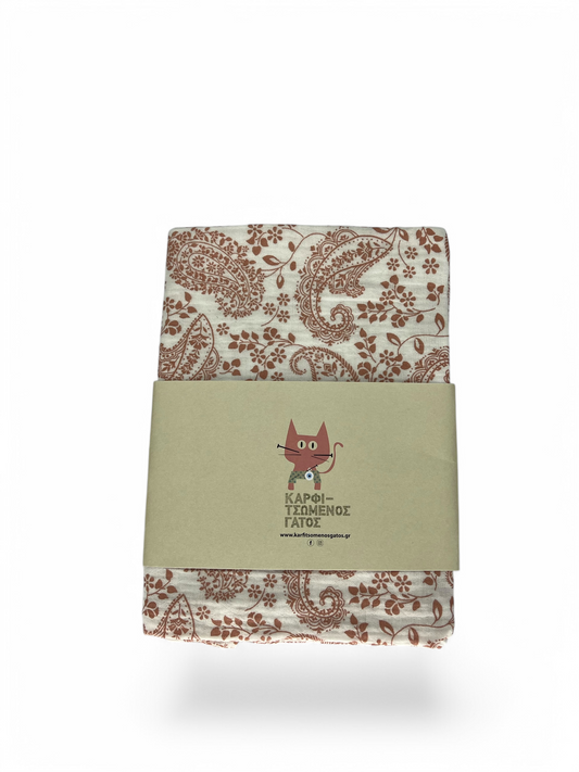 Muslin pambuku organik me printim Paisley Flowers