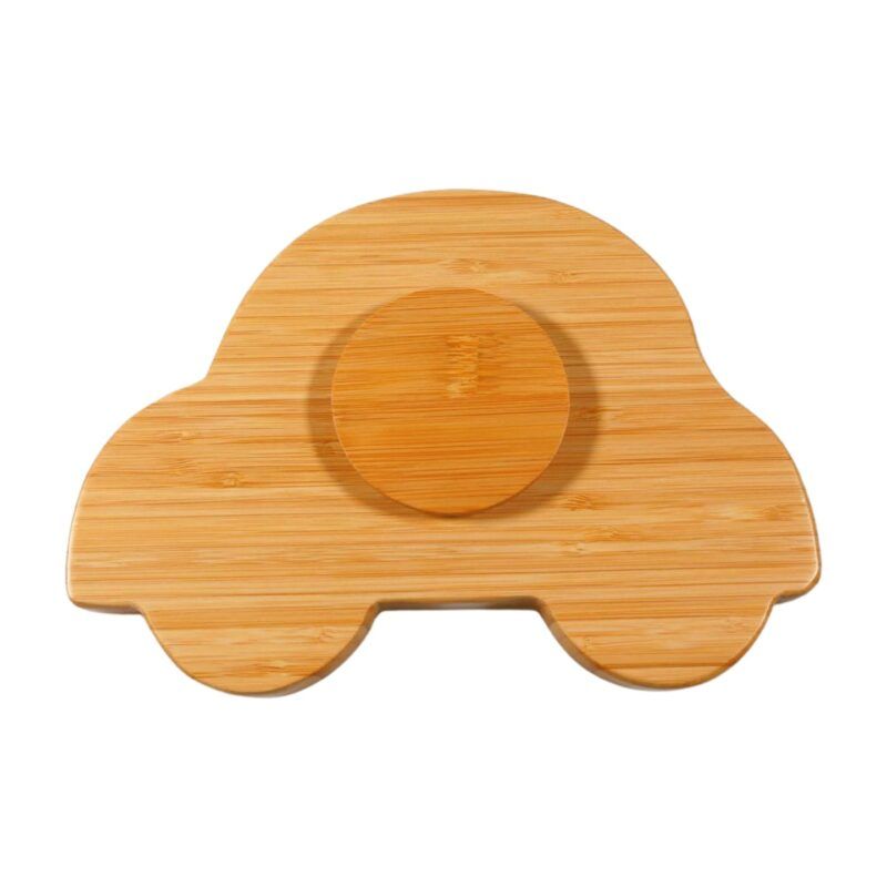 Set Pjatë Bambuje për Fëmijë me Kupë Ngjitëse, Cup Car dhe Lugë-Dagë Light blue