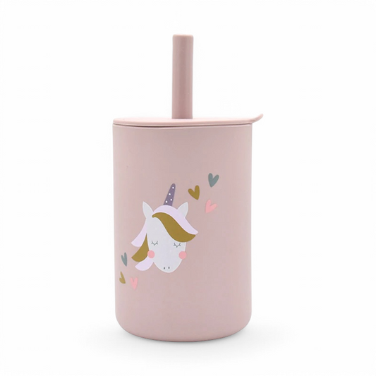 Kupë silikoni për fëmijë me shtrydhës (160ml) unicorn