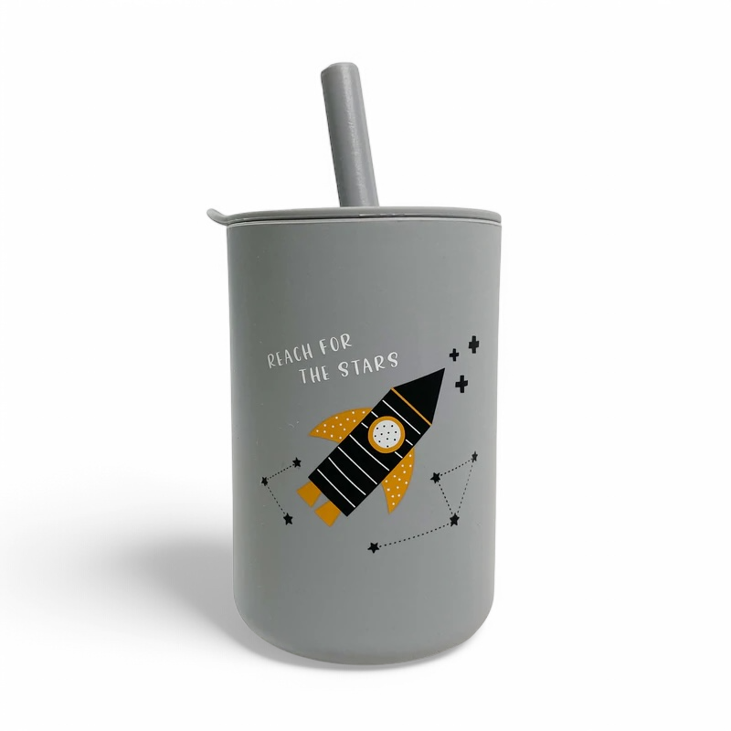 Kupë silikoni për fëmijë me shtrydhës (160ml) rocket