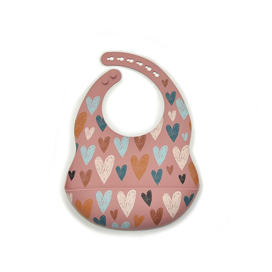 Bib silikoni me pink hearts
